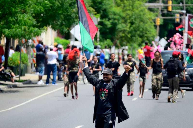 Elected officials, community leaders, youth and drum and marching bands take part in the second annual Juneteenth Parade in Philadelphia on June 22, 2019.