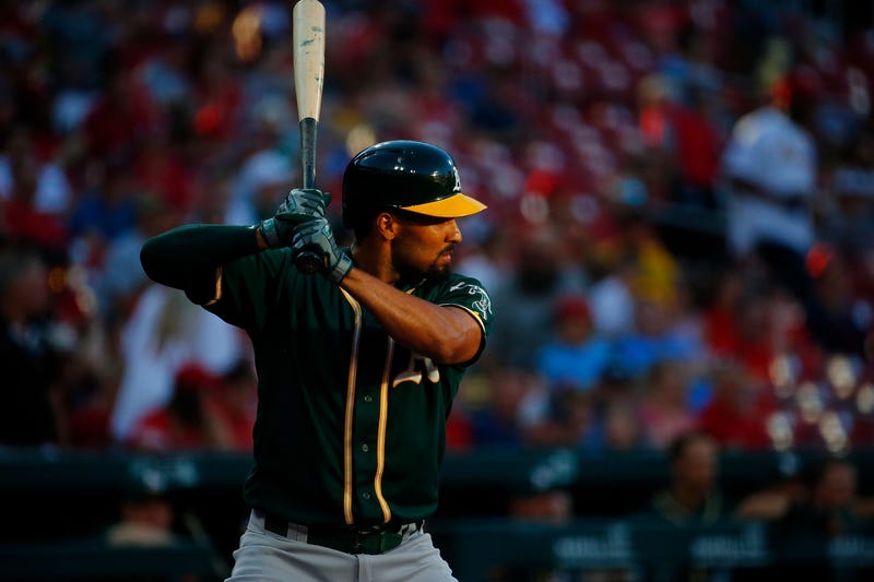 A's shortstop Marcus Semien looks for a pitch to hit