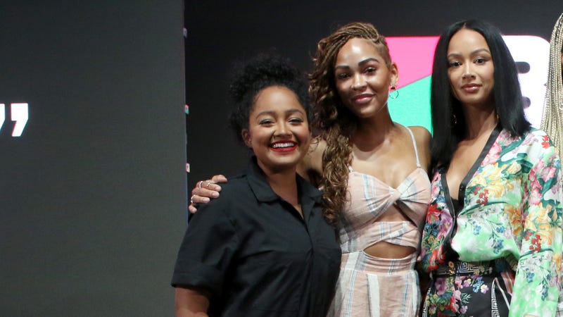 Dana Chanel (center wearing black, pictured with Meagan Good and Draya Michelle) at BET Her Presents Fashion & Beauty during the BET Experience at Los Angeles Convention Center on June 22, 2019 in Los Angeles, California.