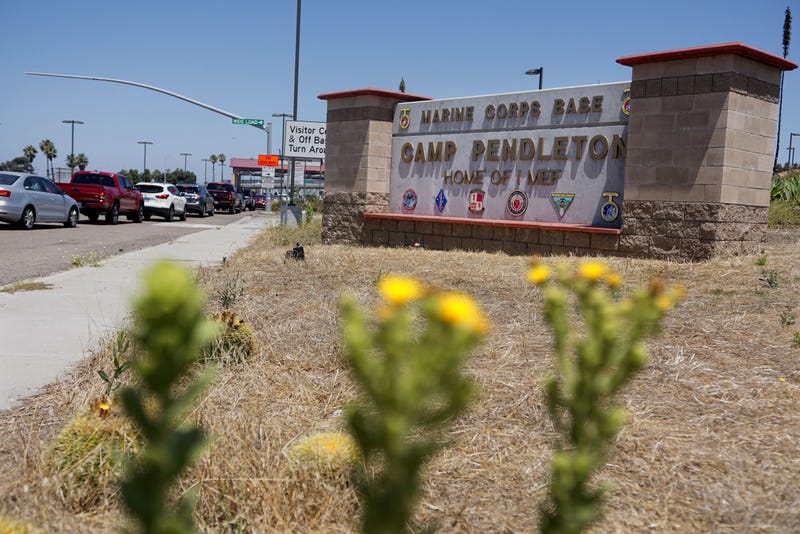 View of the main entrance to Camp Pendleton on July 26, 2019 in Oceanside, California.
