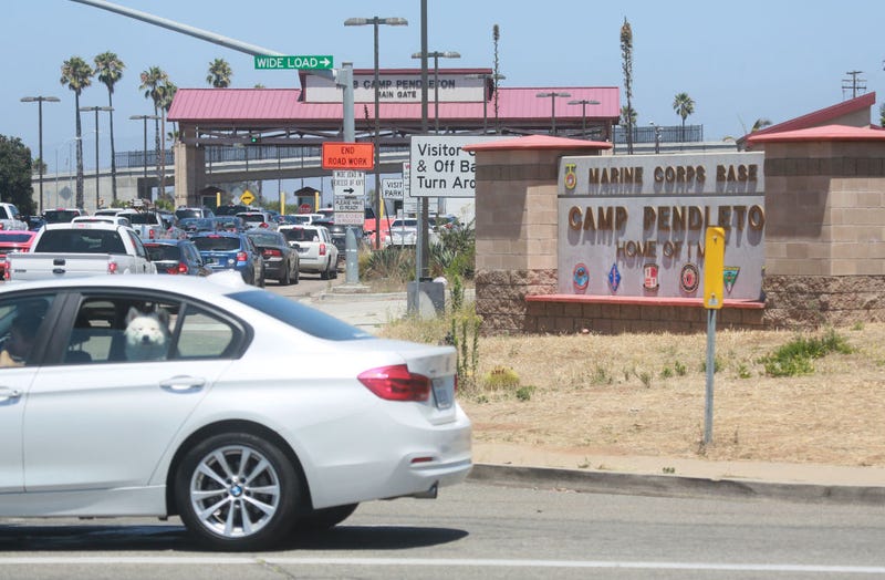 View of the main entrance to Camp Pendleton on July 26, 2019 in Oceanside, California. 