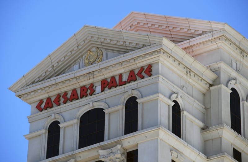 n exterior view shows Caesars Palace on the Las Vegas Strip