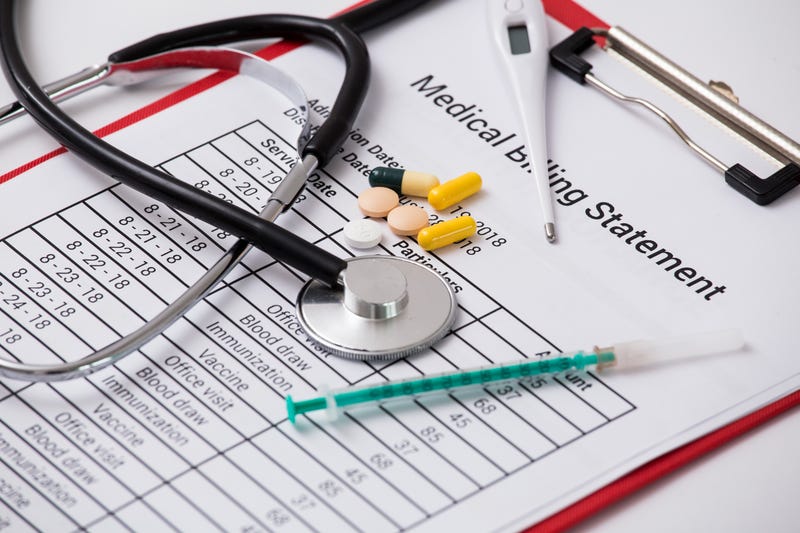 A medical billing statement for services
