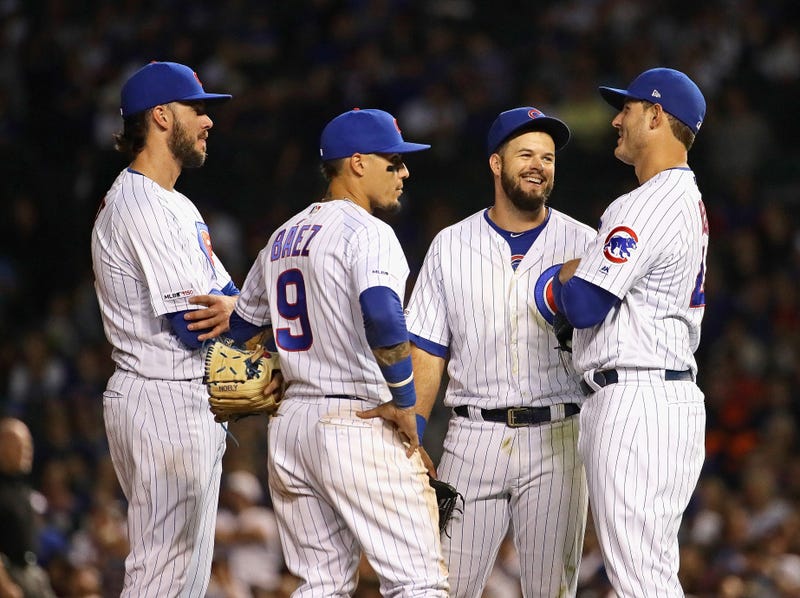 Former Cubs star Anthony Rizzo, Kris Bryant, and Javier Baez.