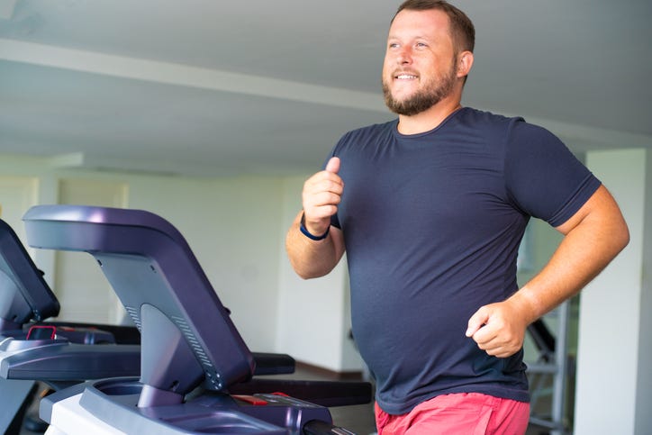 Chubby Man Exercising