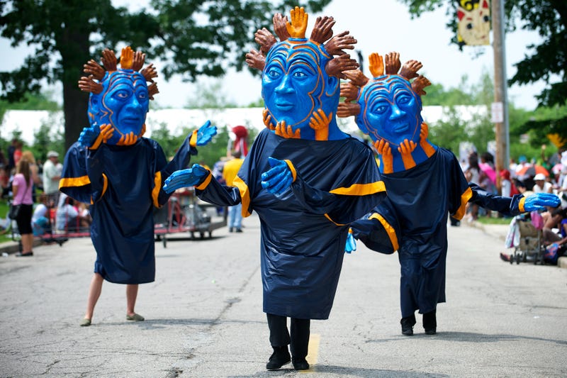 Performers make their way along the route of the Cleveland Museum of Art's Parade the Circle at The Cleveland Museum of Art on June 11, 2011 in Cleveland, Ohio. 