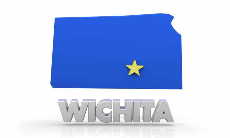 Wichita Kansas KS City State Map 3d Illustration