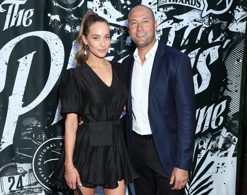 Derek Jeter (R) and Hannah Jeter attend Players' Night Out 2019 hosted by The Players' Tribune featuring the NBPA's Players' Voice awards at The Dream Hotel on July 09, 2019 in Los Angeles, California.