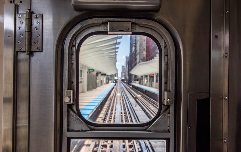 Looking through a CTA train window