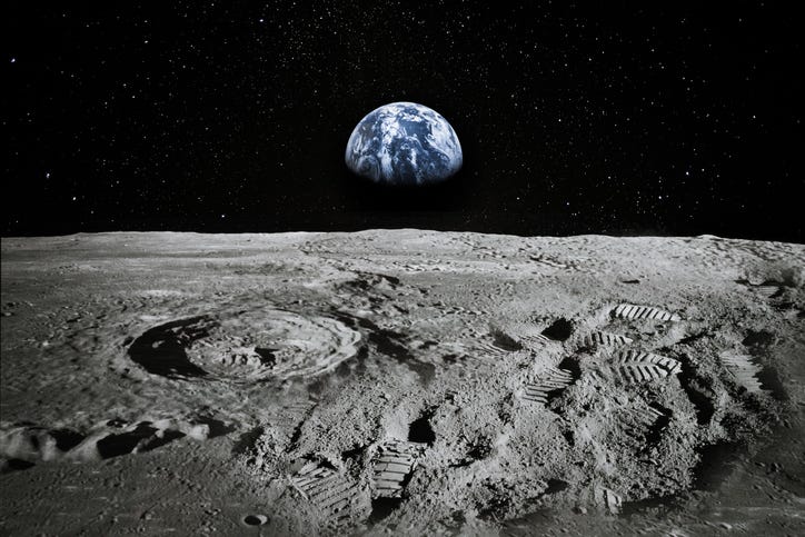 A photo of Earth from the moon. 