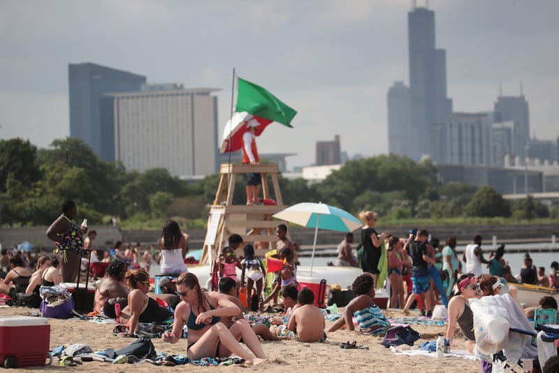 Residents cool off at Chicago's 31st Street Beach in 2019.