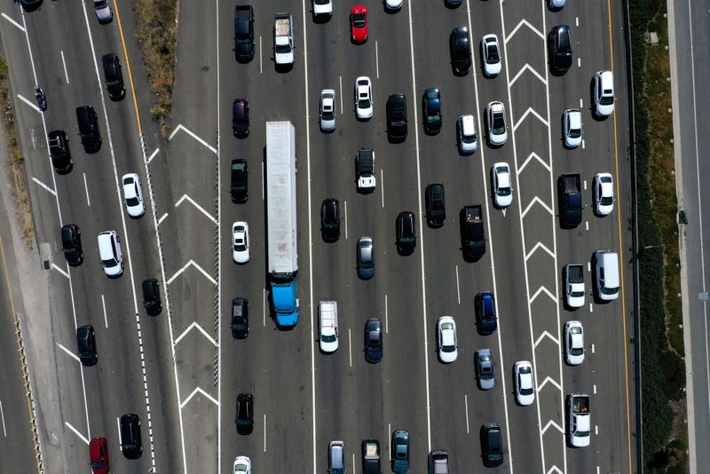 Traffic backs up at the San Francisco-Oakland Bay Bridge toll plaza along Interstate 80 on July 25, 2019 in Oakland, California.