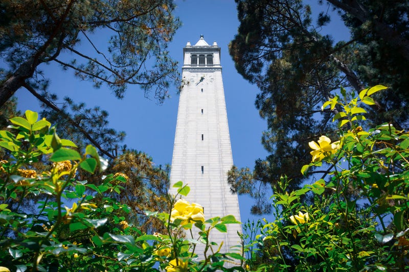 Looking up from the base of Sather tower (the Campanile) at UC Berkeley.