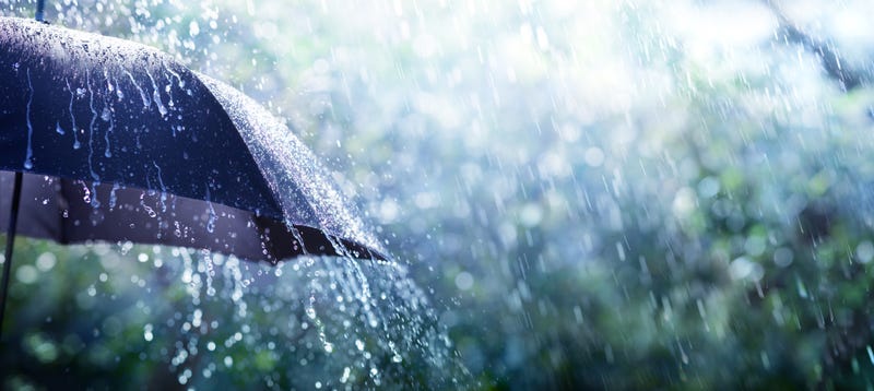 Stock photo of rain on umbrella