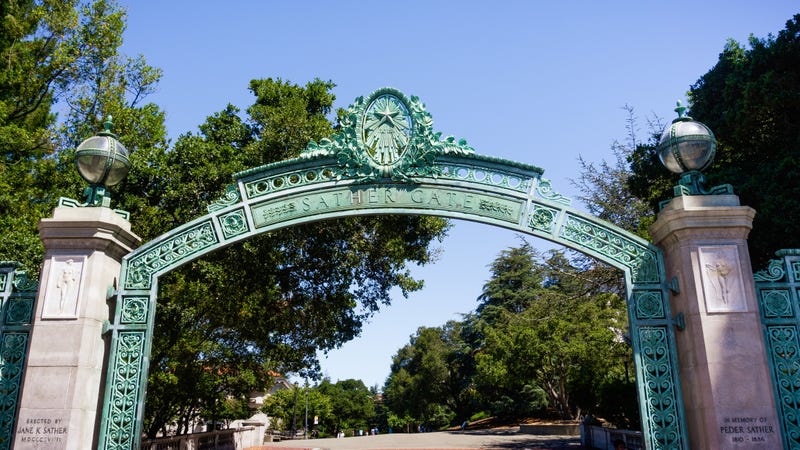 Historic Sather Gate at University of California at Berkeley is a prominent landmark leading to Sproul Plaza.