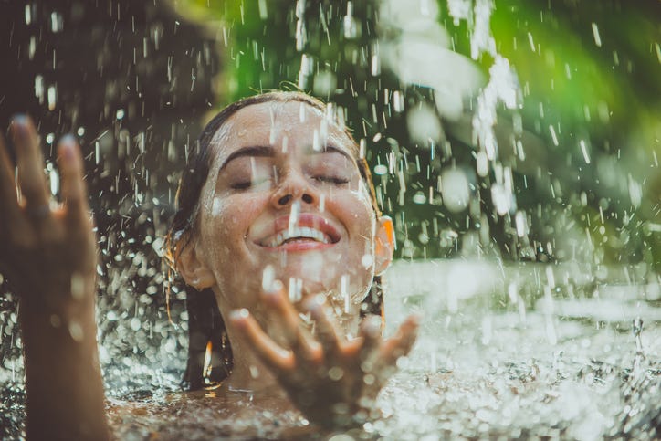 Waterfall swimming
