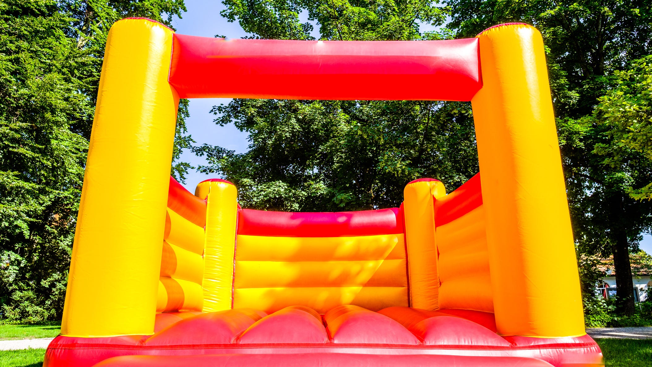 WATCH: Child's birthday party bounce house goes airborne as winds, tornadoes cut through South
