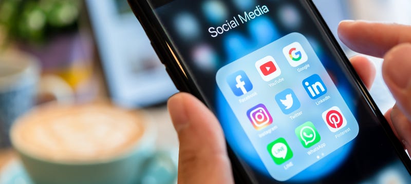 smartphone with social media apps