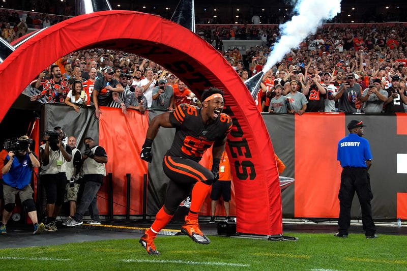 Myles Garrett runs out of the tunnel 
