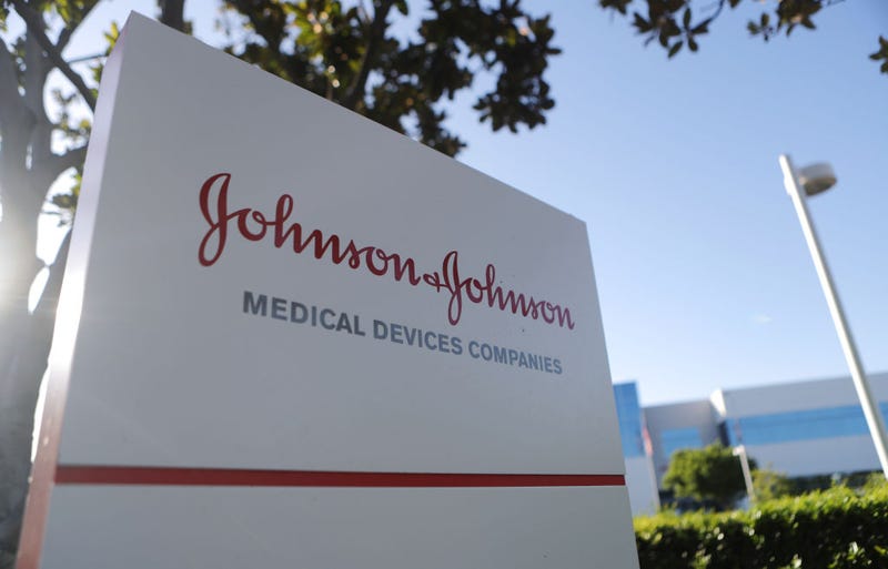 A sign is posted at the Johnson & Johnson campus on August 26, 2019 in Irvine, California. A judge has ordered the company to pay for its connection with the opioid crisis in Oklahoma. (Photo by Mario Tama/Getty Images)
