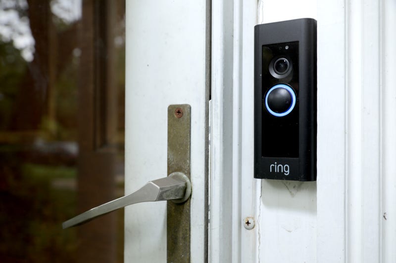 A Ring doorbell security camera device.