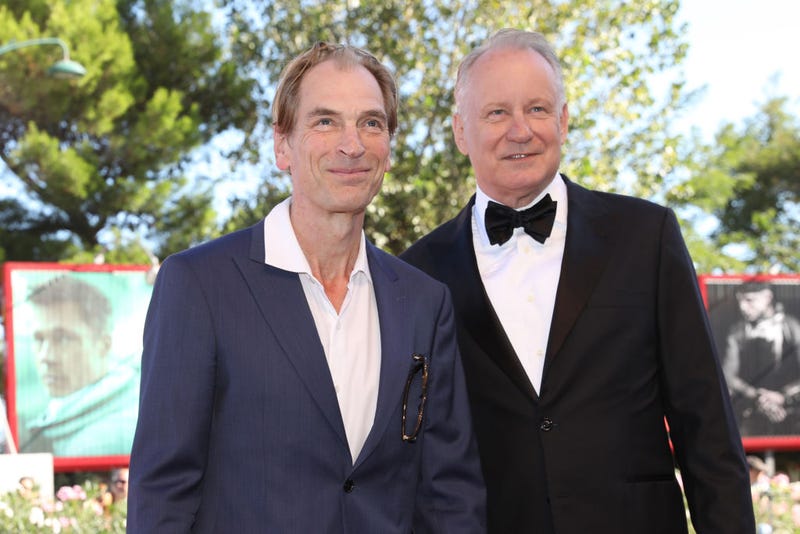 Julian Sands and Stellan Skarsgard walk the red carpet ahead of the "The Painted Bird" screening during the 76th Venice Film Festival at Sala Grande on September 03, 2019 in Venice, Italy. 