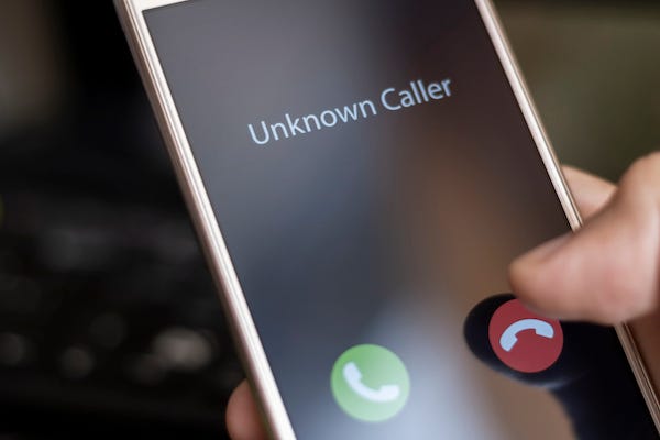 Phone call from an unknown number