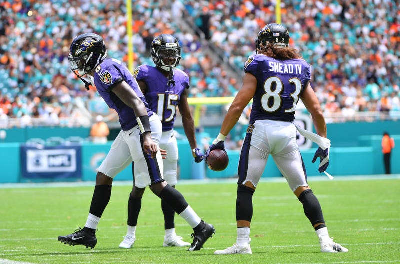 Lamar Jackson, Marquise Brown and Willie Snead