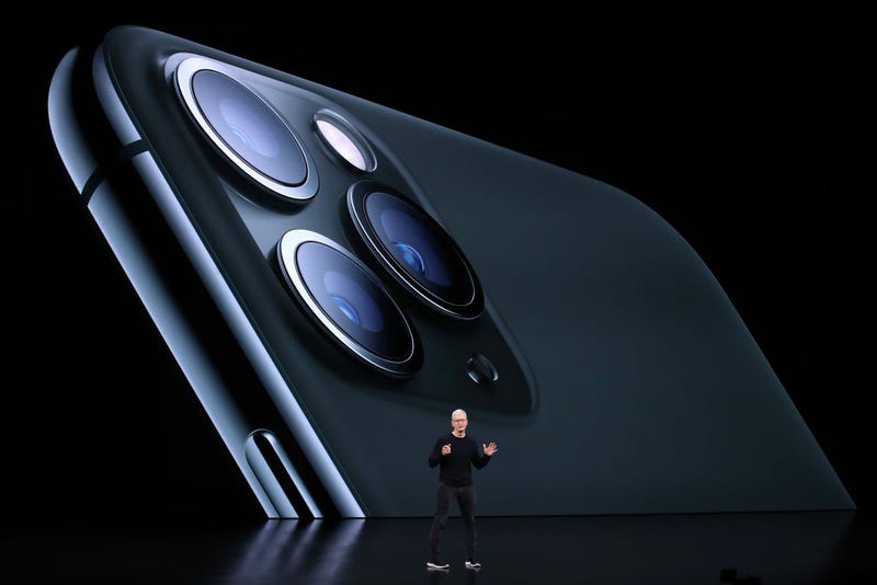 Apple CEO Tim Cook delivers the keynote address during a special event on September 10, 2019 in the Steve Jobs Theater on Apple's Cupertino, California campus.