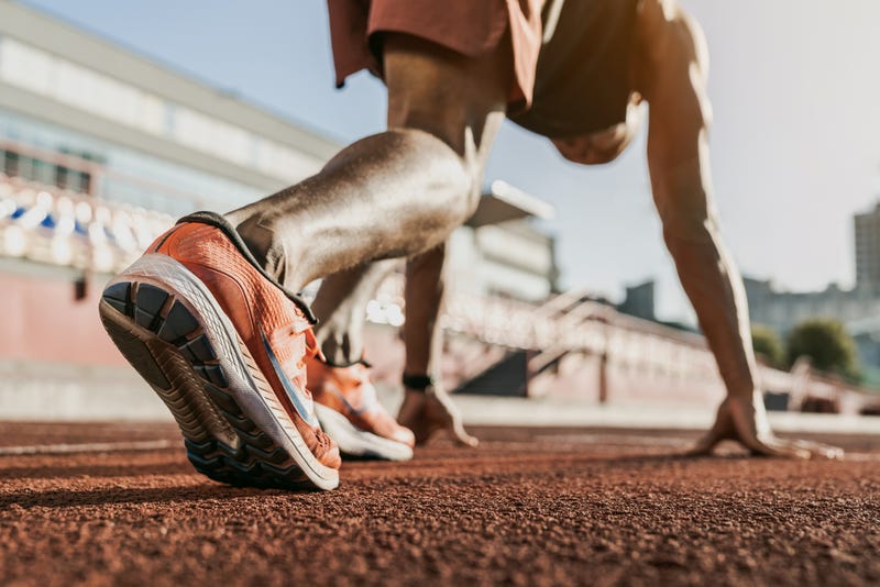 A runner trains outdoors