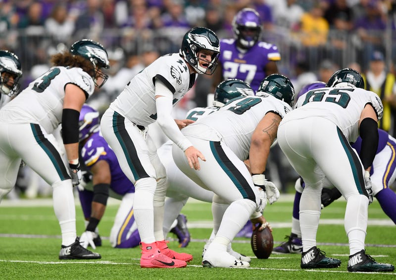 Carson Wentz #11 as a member of the Philadelphia Eagles against the Minnesota Vikings in 2019.