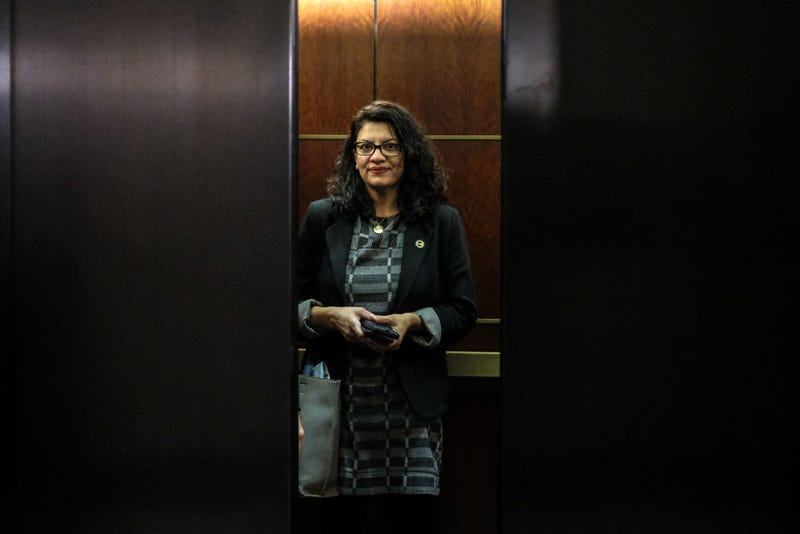 Rashida Tlaib in elevator 