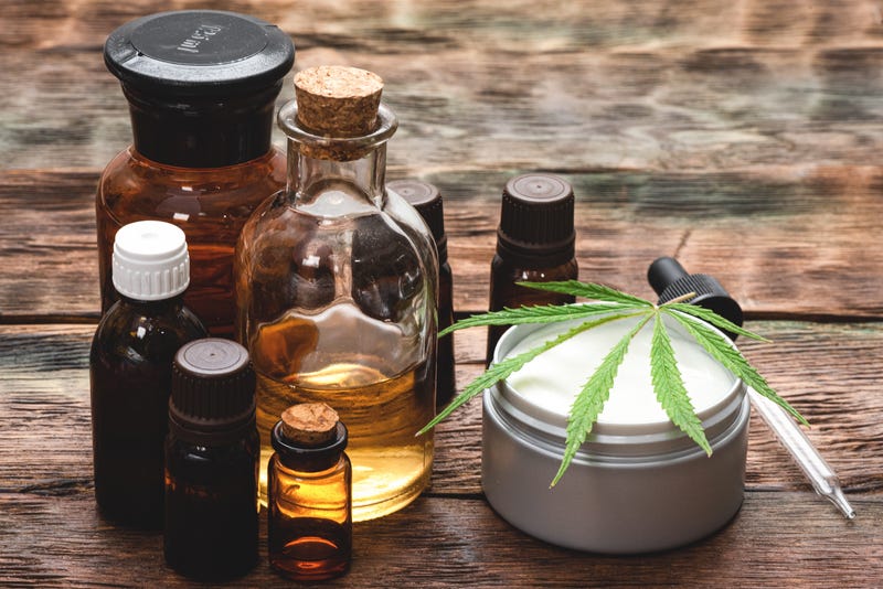Stock image of cannabis and CBD medications
