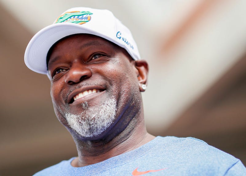 Emmitt Smith looks on before the start of a game against the against the Auburn Tigers at Ben Hill Griffin Stadium on October 05, 2019 in Gainesville, Florida.