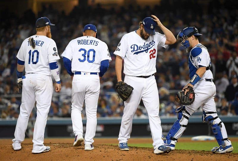 Clayton Kershaw getting the hook from manager Dave Roberts