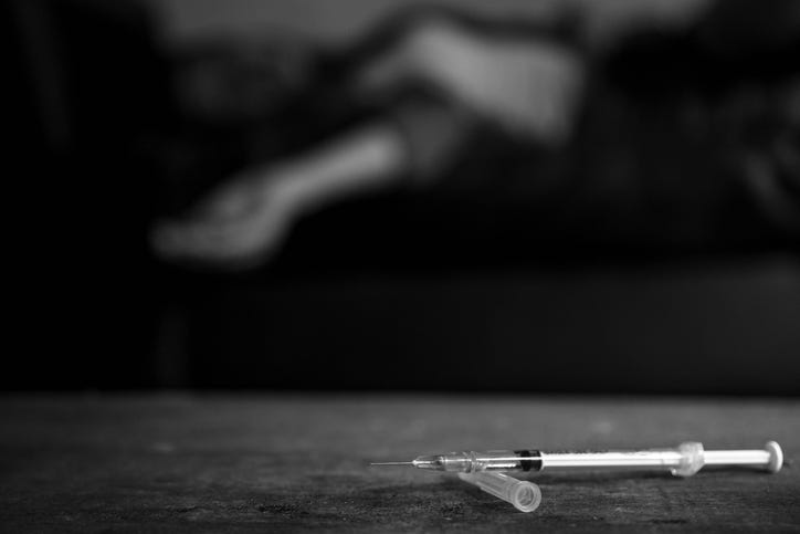 Person overdosing from using narcotics.