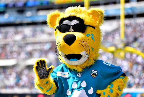 Jaxson de Ville is the mascot for the Jacksonville Jaguars.