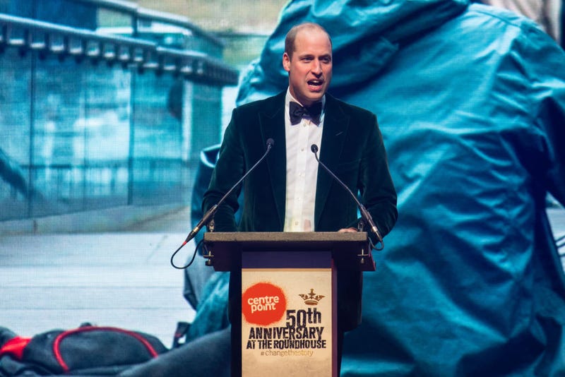 Prince William gives a speech at a gala for Centrepoint, a UK charity that fights youth homelessness. 