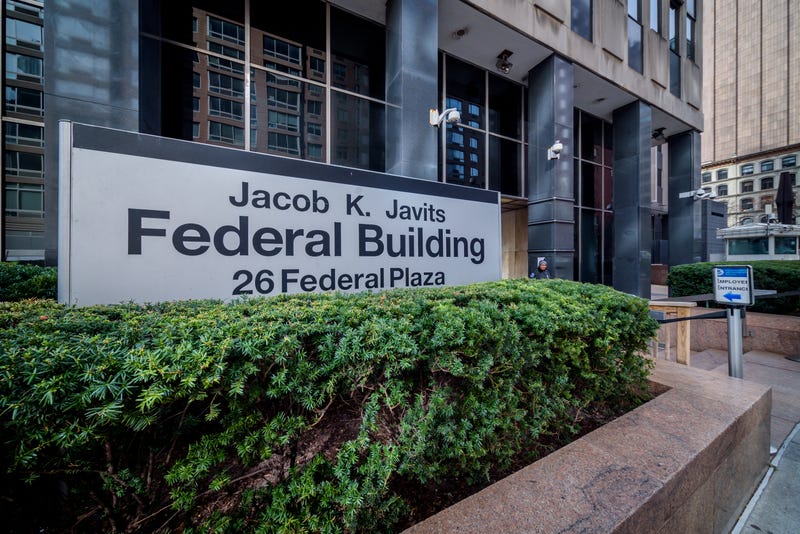 Immigration Court building entrance at 26 Federal Plaza in New York.