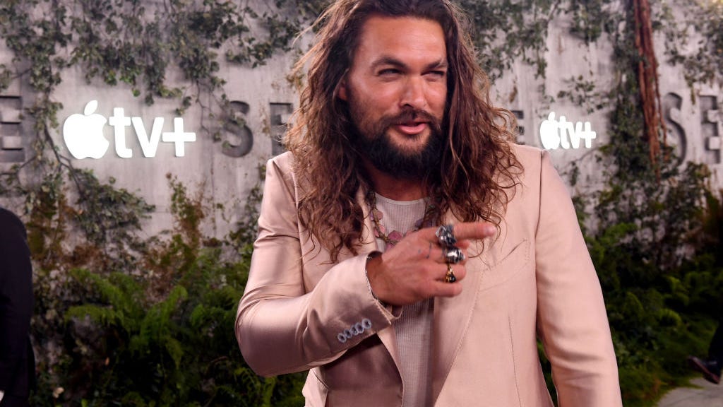 Jason Momoa, Shirtless, Teaches Son How to Throw Tomahawk Without Looking