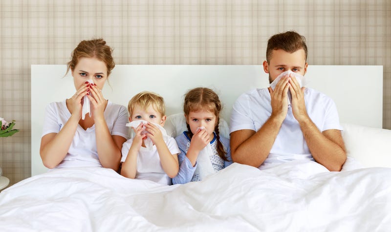 Sick family stock photo.