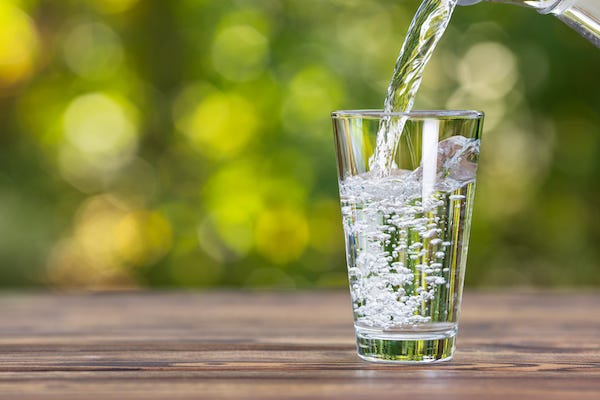 Glass of water on the counter