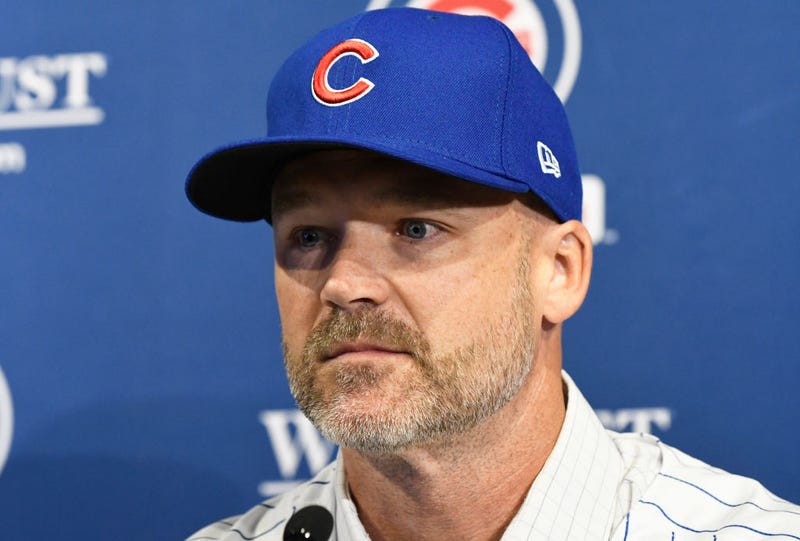 David Ross, new manager of the Chicago Cubs, talks to the media during a press conference at Wrigley Field on October 28, 2019 in Chicago, Illinois.