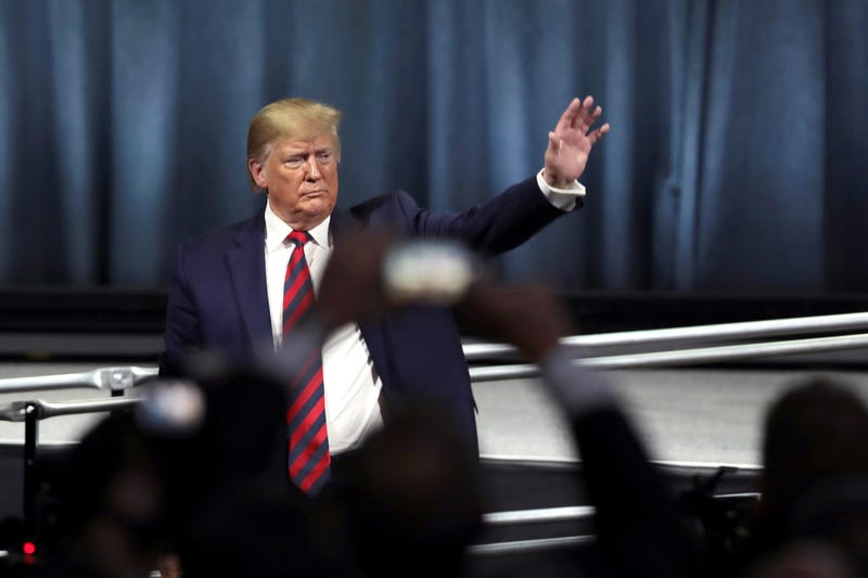 U.S. President Donald Trump waves as he leaves the stage after addressing the International Association of Chiefs of Police (IACP) convention on October 28, 2019 in Chicago, Illinois.