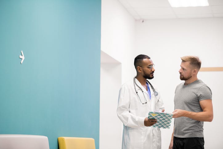 Young man at a doctors office.