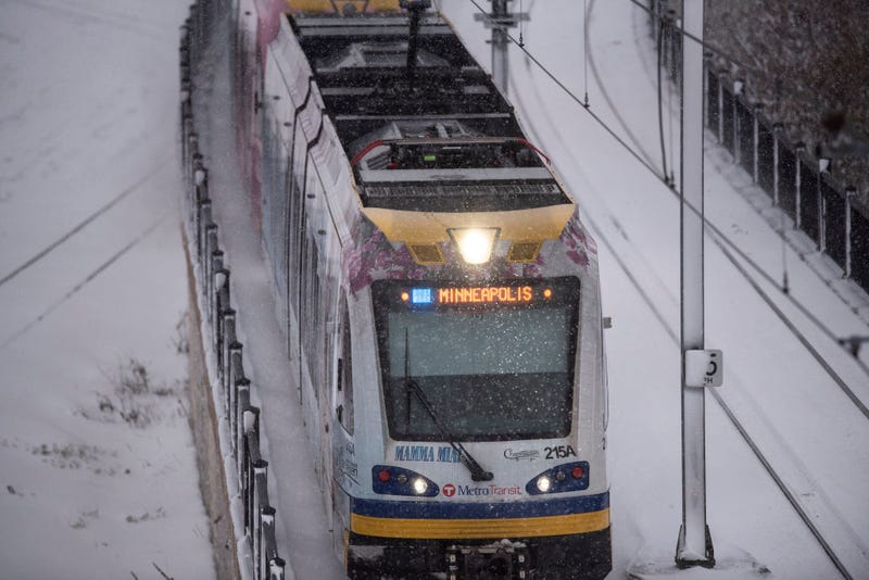Metro Transit light rail train on November 27, 2019 in Minneapolis, Minnesota.