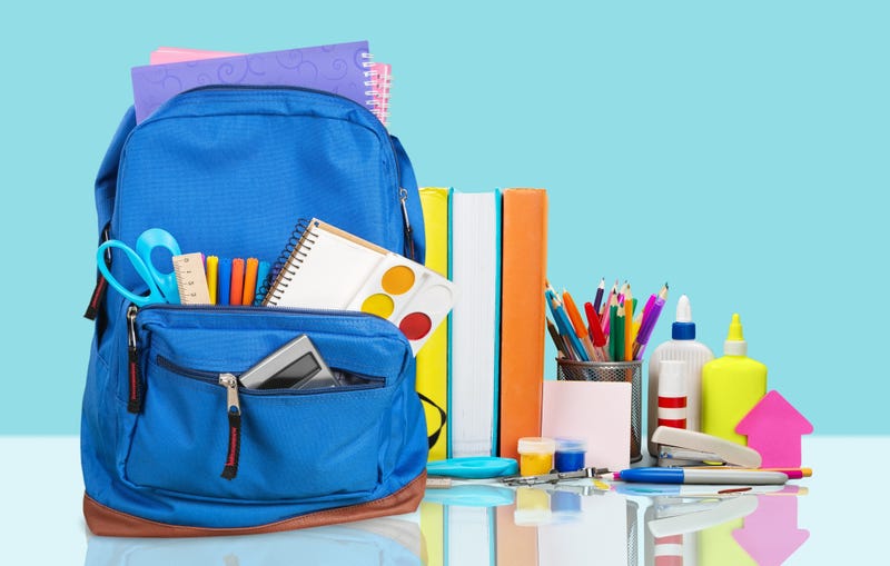 School backpack with supplies