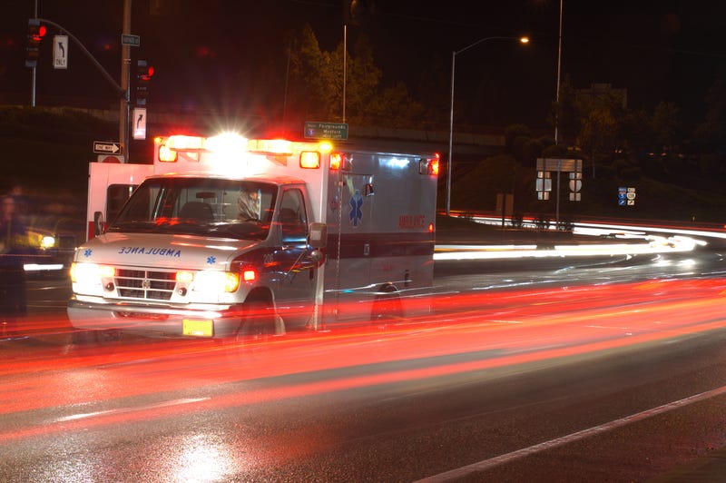 Stock photo of ambulance at night