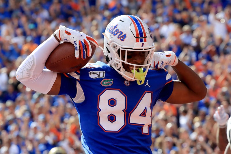 Florida tight end Kyle Pitts celebrates a touchdown.