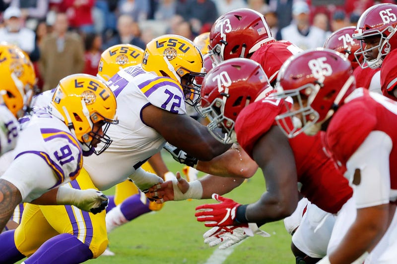 LSU offensive line against Alabama